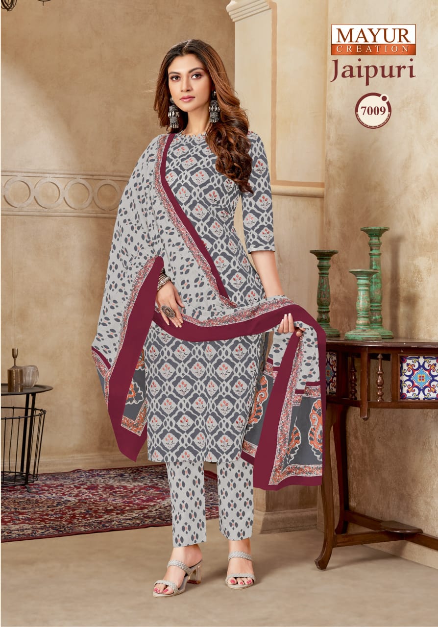 Jaipuri Vol 7 By Mayur Printed Cotton Kurti With Bottom Dupatta Wholesale Shop In Surat